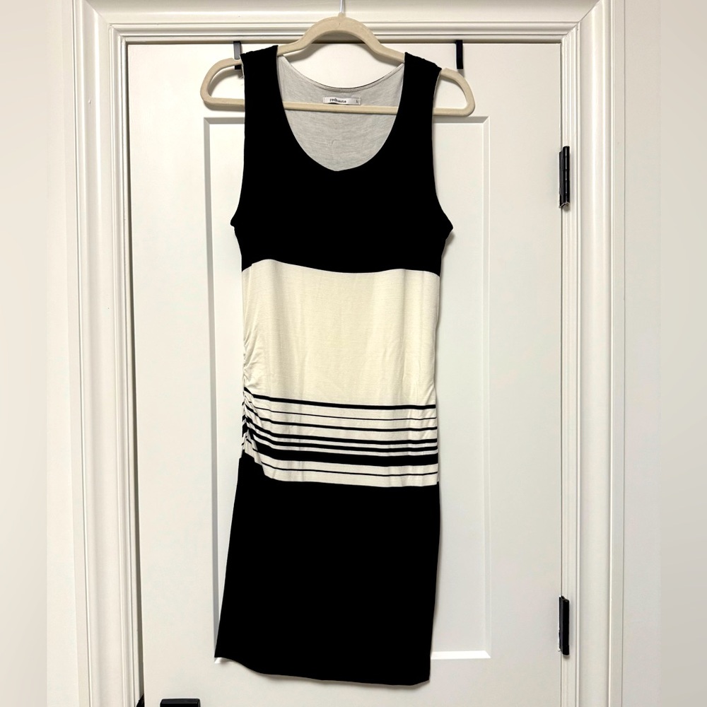 Redhaute fitted Black and White Striped Dress